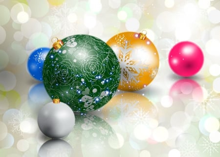 Christmas balls - nice, new year, winter, colorful, lovely, christmas, balls, pretty, reflection, beautiful, holiday, decoration