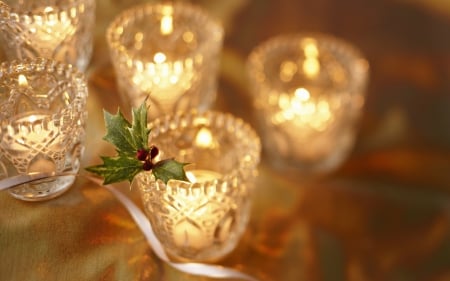 Merry Christmas! - christmas, yellow, mistletoe, candle, glass