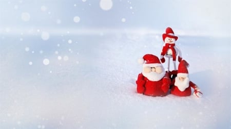 Three Santa Claus - christmas, symbol christmas, winter, snow, santa claus