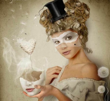 White Mask - girl, fantasy, magical, emotional