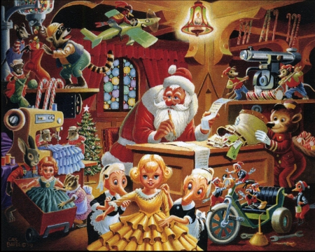 Santa Getting Ready - santa, dolls, toys, animals, christmas