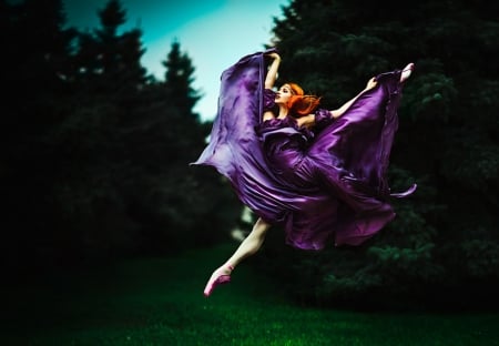 Purple Dream - woman, purple, dance, ballerina, dress