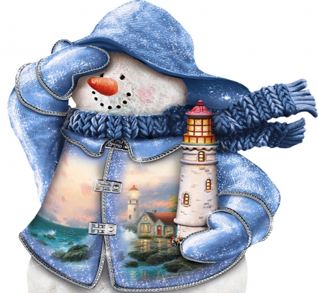 Mr. Snowman - snowman, christmas, blue, snow