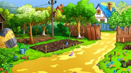 Farm - cute, cartoon, nature, farm