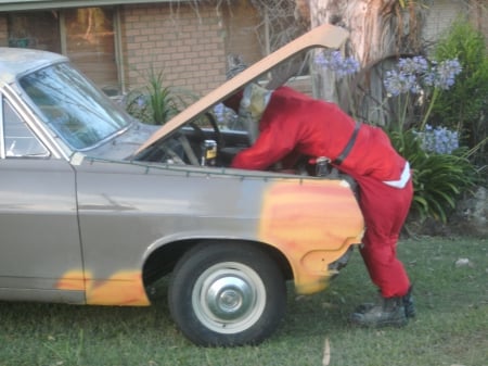 Santa Clause is coming to town if he can get the waggon going. - santa, holden, car, photography, christmas