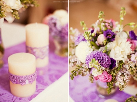 ♥ - purple color, wedding bride, beauty, candles, bouquet