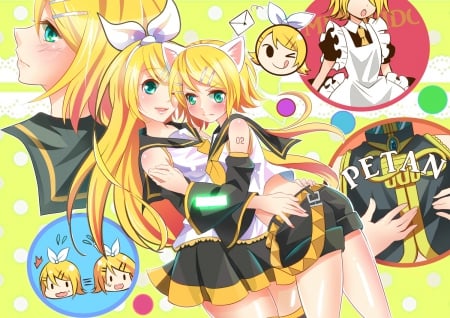 Kagamine Rin twins - girls, kagamine rin, vocaloid, anime