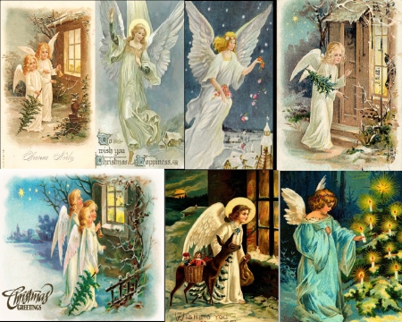 Christmas Angels - christmas, fantasy, angels, deer, tree