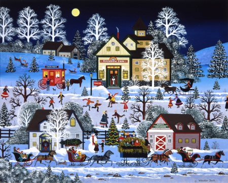 Happy Little Christmas Village - Fantasy & Abstract Background ...