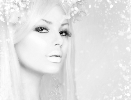 White Beauty - white beauty, woman, look, face, black and white