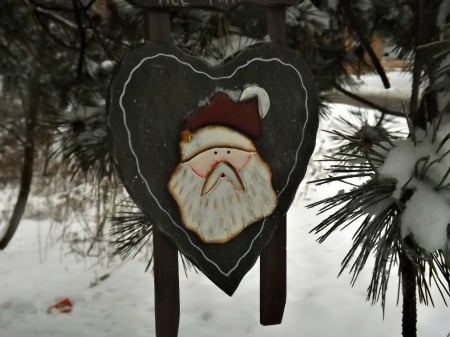 heart of santa - santa, ornaments, christmas, snow