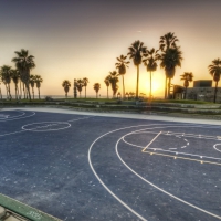 basketball court on los angeles seaside hdr