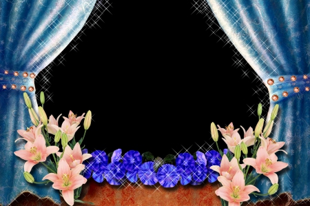 Stage png Frame - flower, png, screen, stage, flowers, curtains, curtain