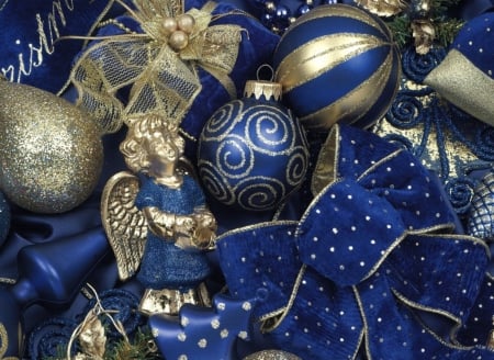 *Christmas for Andreea * - new year, angel, christmas, happy new year, christmas balls, merry christmas, blue, ribbon, decoration