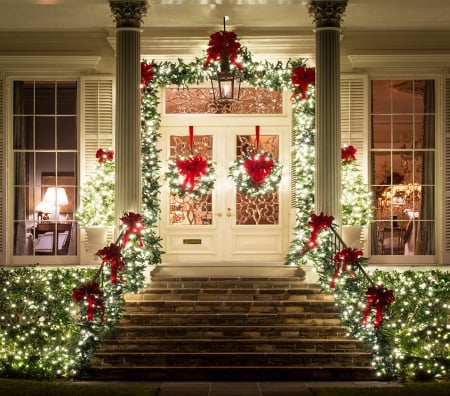 Christmas house - happy, beautiful, christmas, background, balls, photography, colorful, new year, cold, winter, pretty, photo, decoration, holiday, merry christmas, nice, lovely, snow