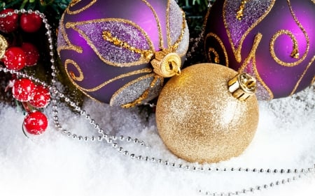 Christmas - pretty, snow, photo, happy, holiday, merry christmas, nice, winter, decoration, beautiful, balls, photography, lovely, christmas, colorful, new year, cold, background