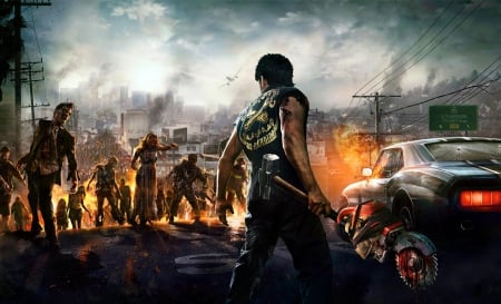 The last Survivor - dark, warrior, zombie, videogame, fire, fantasy, dead rising 3