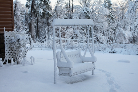 Snowy Swing - winter, nature, swing, snow