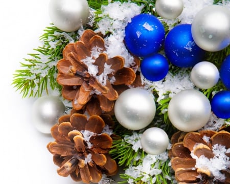 * Christmas balls * - white, christmas balls, merry christmas, blue, snow, holiday, christmas