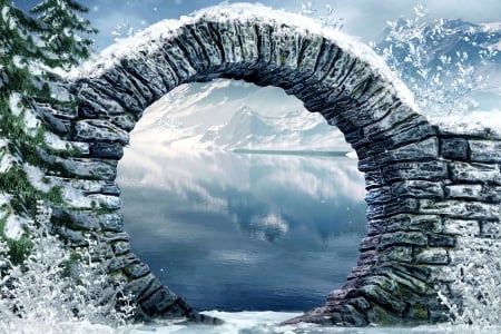 STONE ARCH in WINTER - Season, Nature, Winte, arch, r Brick