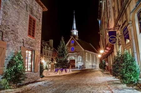 Christmas city - nice, new year, photography, colorful, balls, pretty, cold, holiday, background, winter, lovely, christmas, merry christmas, snow, beautiful, photo, decoration, happy