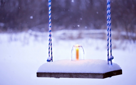 Winter - winter, winter time, nature, snowy, snow, candle, light