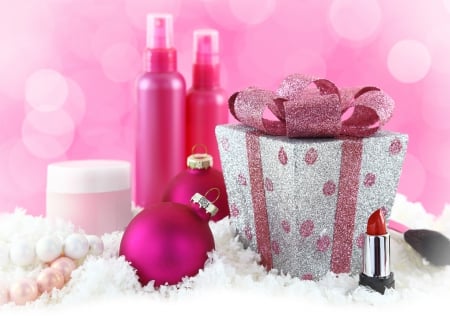 For Girls Only - ball, with love, pink, christmas, magic christmas, xmas, gift, pink ball, merry christmas