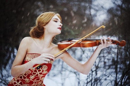 Winter Melody - winter, music, lady, melody