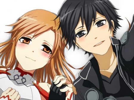 warm feeling ( asuna & kirito ) - kazuto, sword art online, pretty girl, sao, long hair, brunette, kirito, asuna yuki