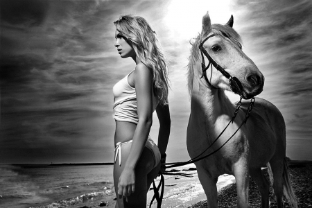 Our Love Comes Back - blonde, horse, woman, model