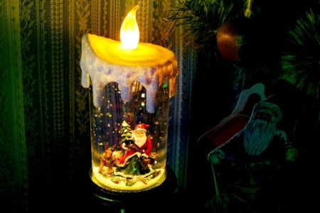 BLESSED CHRISTMAS - santa, candle, christmas, light