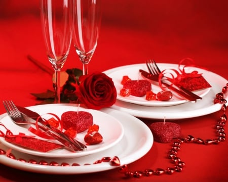 :) - flowers, plates, red, roses