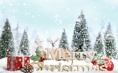 *Merry Christmas* - firs, new year, merry christmas, snow, gifts, pines, winter season