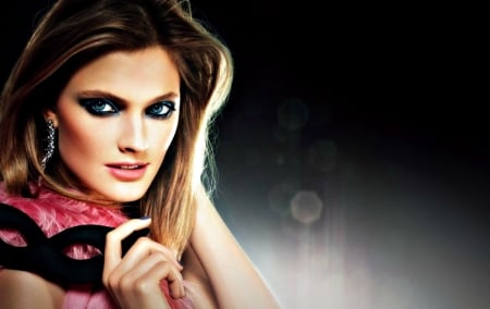 Constance Jablonski - woman, mask, girl, pink, constance jablonski, black, model