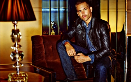 Paul Walker - male, actor, Paul Walker, yellow, red, interior, man