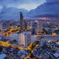 bangkok at a stormy dusk