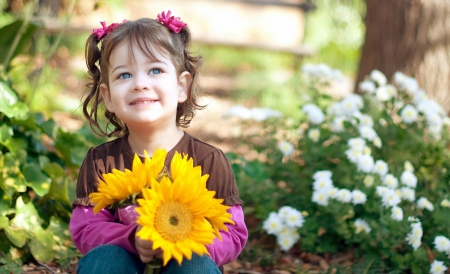 â™¥ - beauty, sunflowers, smile, children