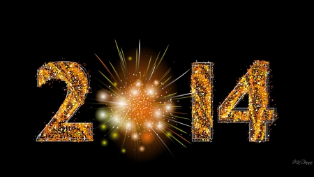 2014 Explosive New Year - glitter, glow, new years, shine, fireworks, sparkle, gold