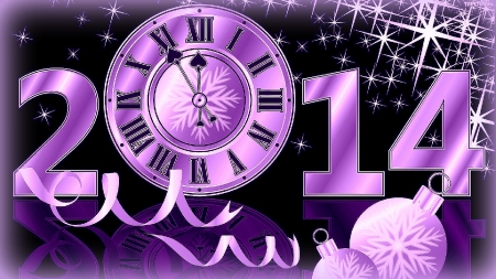 â˜…Happy New Year 2014â˜… - celebrations, blessings, xmas and new year, countdown, winter, creative, pre-mad, new year 2014, love four seasons, holidays, abstract, digital art, clock, ornaments, 3-dimensinal art