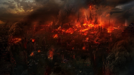 Metropolis Destruction - graphics, destruction, flames, cityscape, buildings, fires