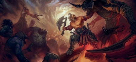 Diablo 3 - Barbarian - blizzard, demons, graphics, weaponary, characters, fantasy, monsters, diablo 3, video games, illustrations