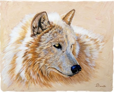 The White Wolf - predator, arctic, artwork, portrait