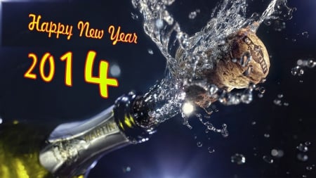 Happy New Year - wine, bottle, pressure, sparkling, 2014