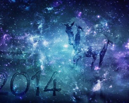 2014 - space, animal, stars, cool, horse, wallpaper