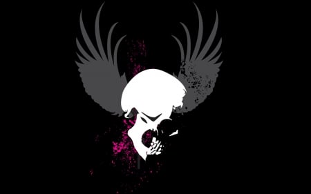 Skull - skull, vector, graphics, wings, illustrations, black background