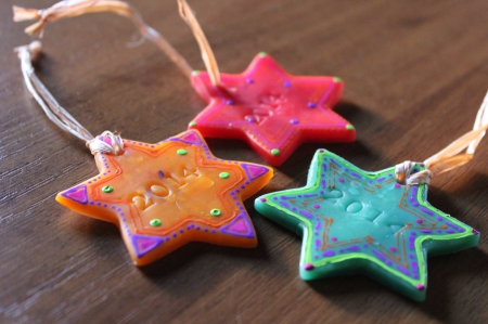 Stars New Year 2014 - new year, colors, turquoise, orange, stars, pink