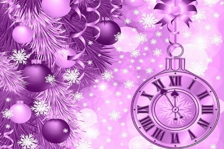 ★Sweet Pink Celebrations★ - hanging, snowflakes, creative pre-made, greetings, clock, pink, celebrations, ornaments, decorations, winter holidays, other, ribbons, abstract, balls, digital art, colors, xmas and new year, sweet, christmas, 3-dimentional art, 3D and CG, love foure seasons