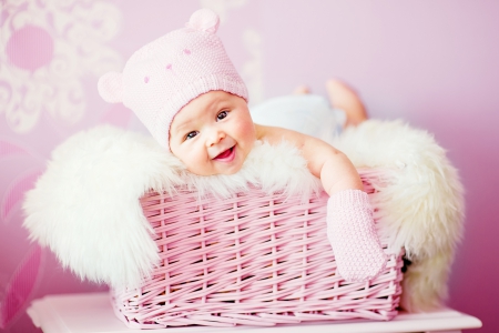 â™¥ - child, pink, baby, sweet, basket, love, newborn