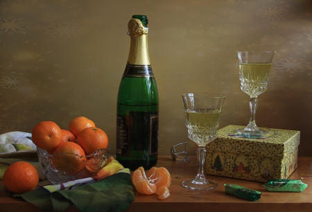 *** Still life *** - still, oranges, schampagne, food, glass, life