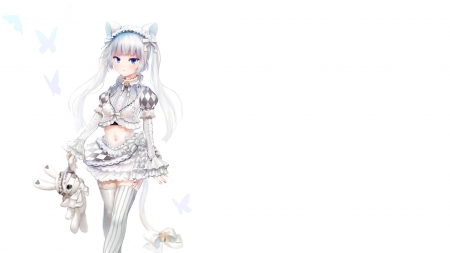 Miss Monochrome - white, miss monochrome, anime girl, cute